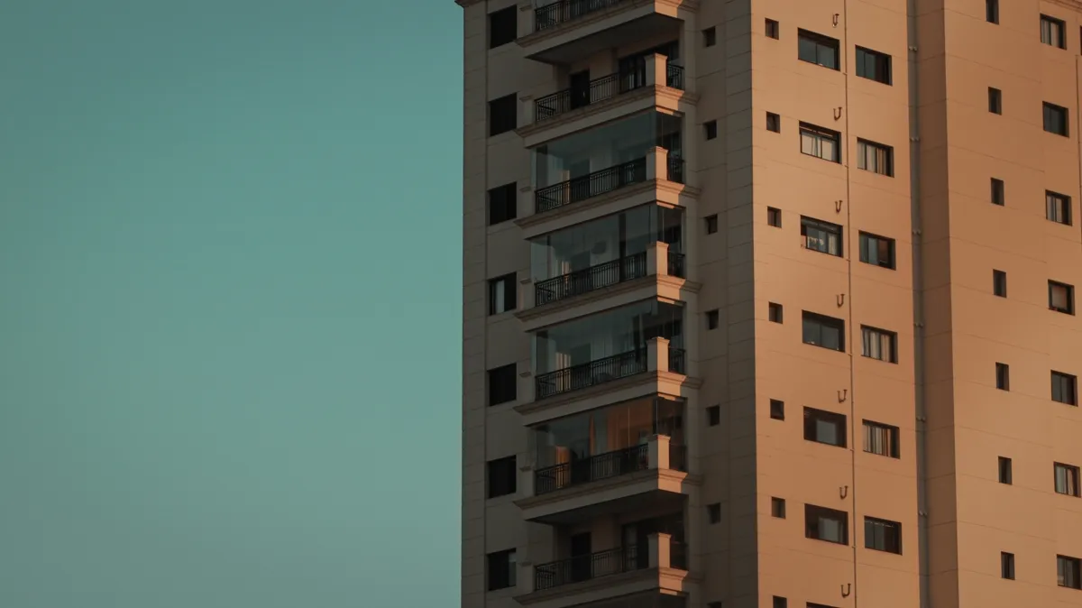 Fachada de prédio residencial visto de baixo