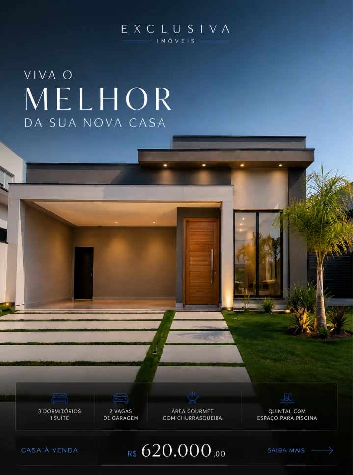 A mesma casa com layout profissional e leitura clara do preço, feita com protocolo especializado