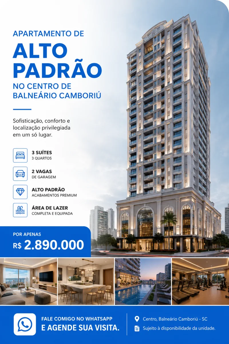 Anúncio de apartamento de alto padrão em Balneário Camboriú gerado com os protocolos